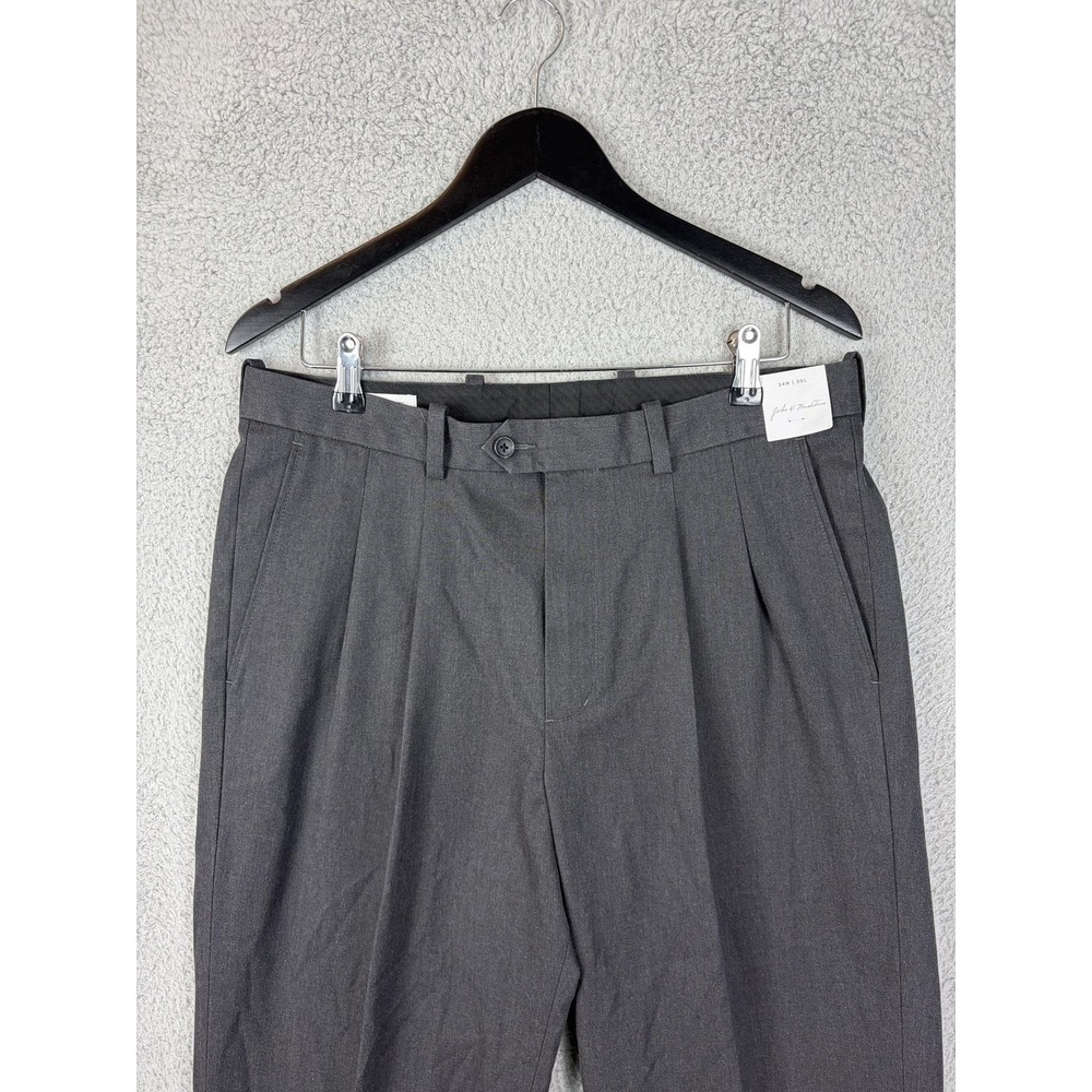 John W. Nordstrom Dress Pants Mens 34x30 Gray Supima Wrinkle Free Pleated Cuffed